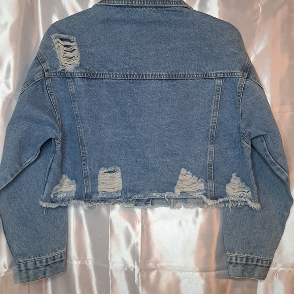 DENIM Distressed Jacket Short XS NWOT - Picture 3 of 3